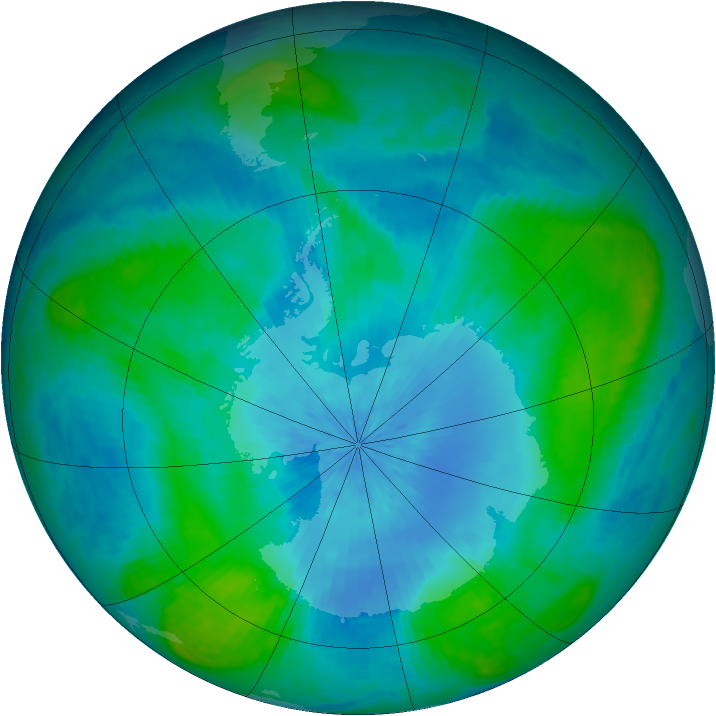 Antarctic ozone map for 19 February 2003